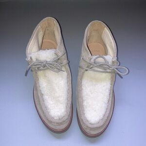 THE GREAT. Cream and Gray Moccasins